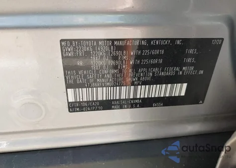 2021 Toyota Rav4 Xle Premium from USA, damaged, VIN 4T3B6RFV1MU024775